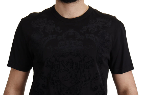 Dolce &amp; Gabbana Musta DG Baroque Cotton Crewneck T-paita