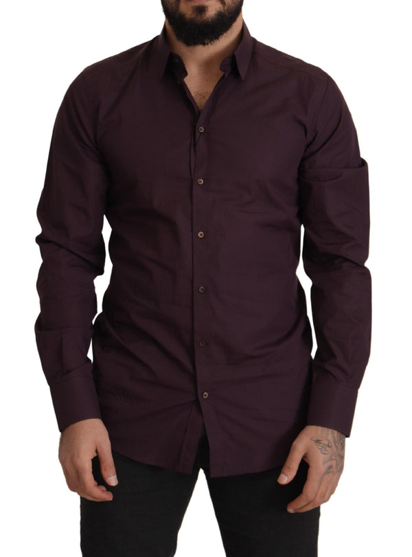 Dolce &amp; Gabbana Purple Cotton GOLD Slim Fit mekkopaita