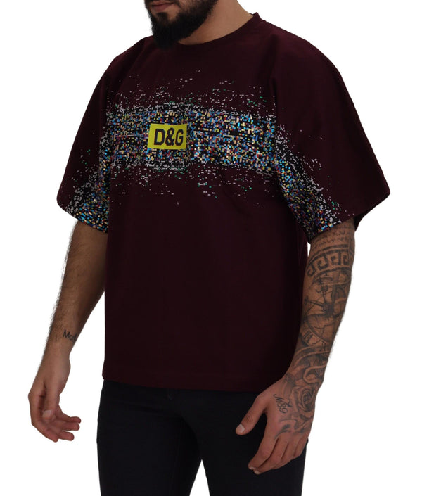 Dolce &amp; Gabbana Bordeaux Cotton DG CHANNEL Top T-paita