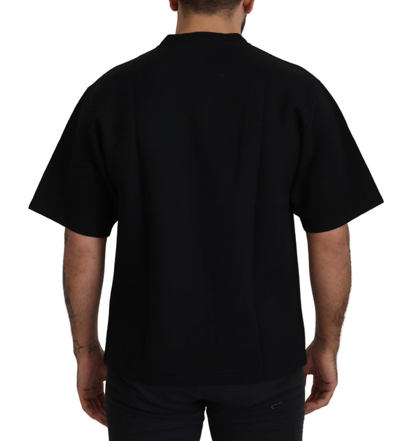 Dolce &amp; Gabbana Black Logo Cotton Crewneck T-paita