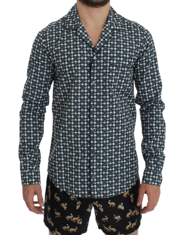 Dolce &amp; Gabbana Green Hat Print Cotton Pyjama Shirt Sleepwear