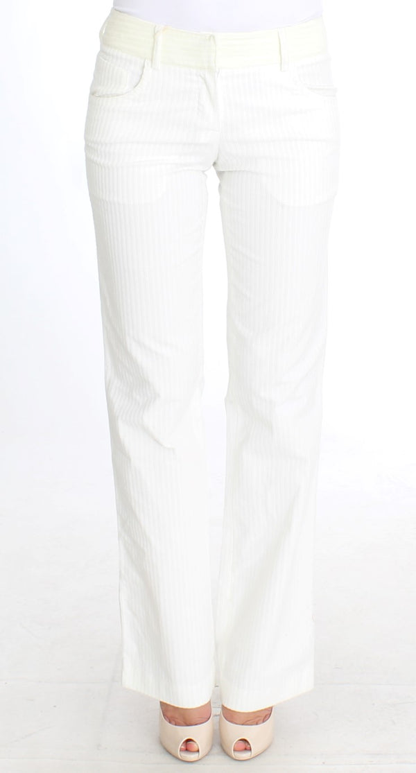 Ermanno Scervino White Striped Straight Fit -housut