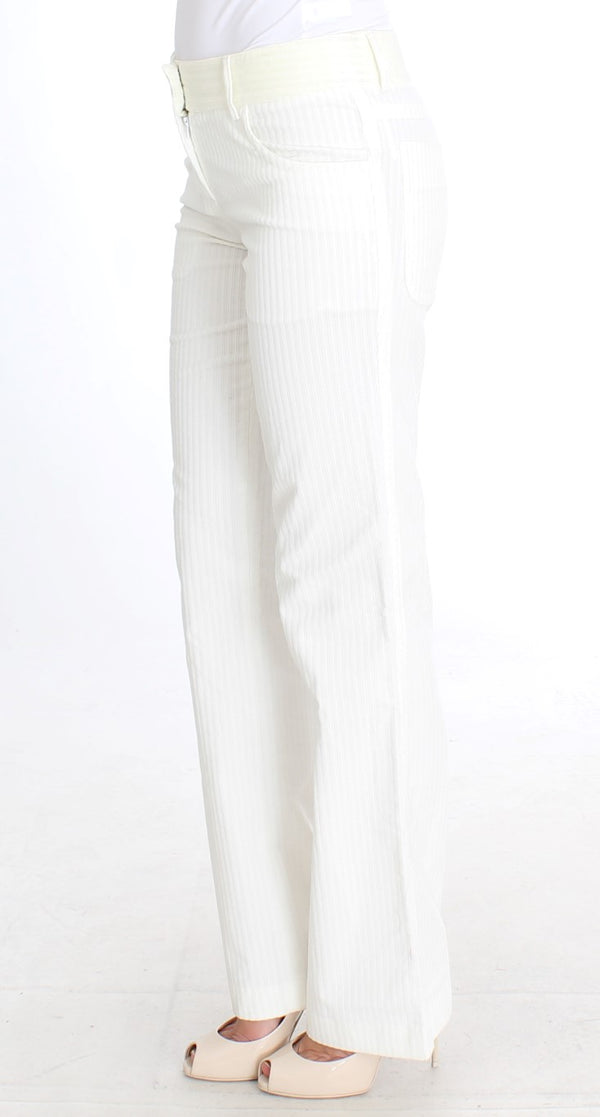 Ermanno Scervino White Striped Straight Fit -housut