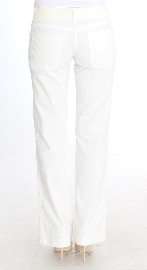 Ermanno Scervino White Striped Straight Fit -housut