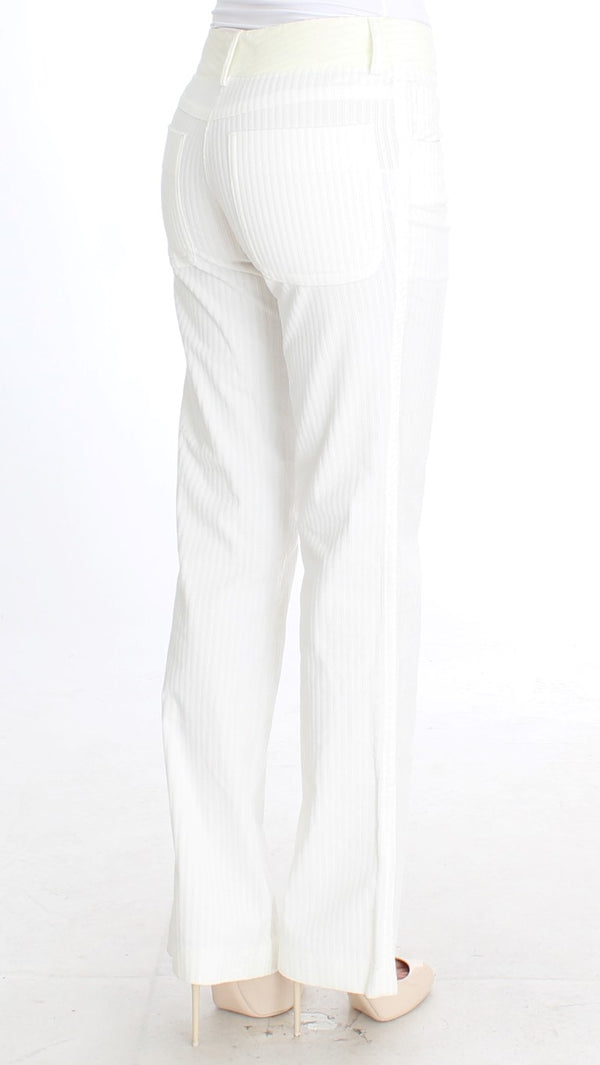 Ermanno Scervino White Striped Straight Fit -housut