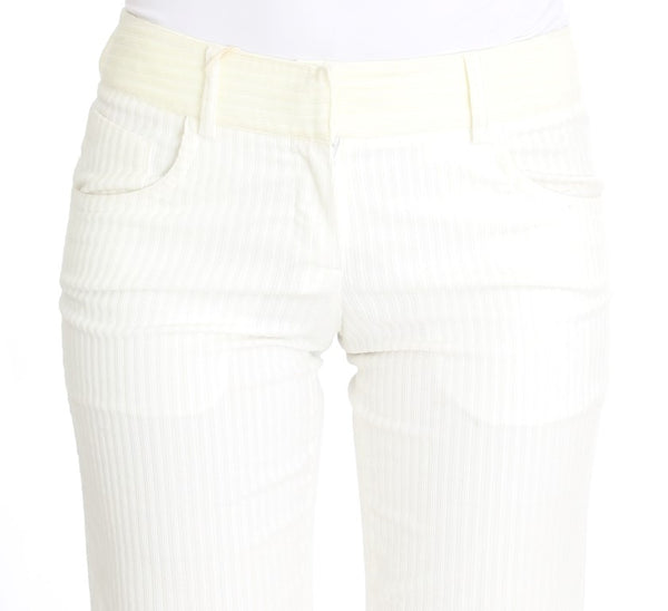 Ermanno Scervino White Striped Straight Fit -housut