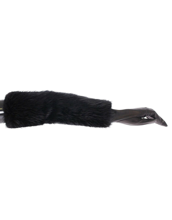 Dolce &amp; Gabbana Black Beaver Fur lampaannahkaiset kyynärpäähanskat