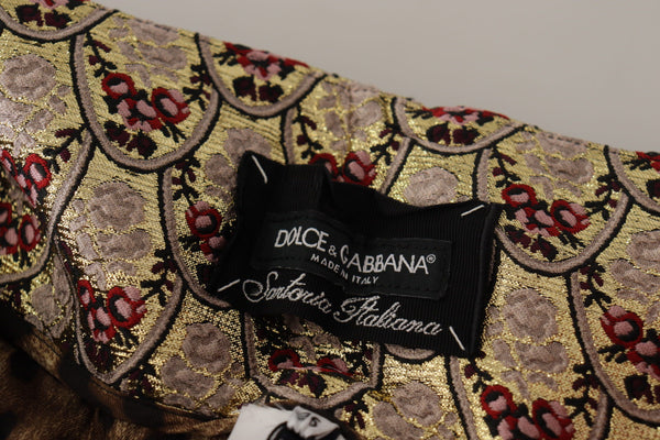 Dolce &amp; Gabbana Ruskeat Leopard Gold Jacquard korkeavyötäröiset housut