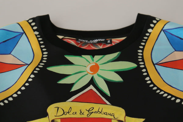 Dolce &amp; Gabbana Multicolor Soldier Carretto Silk Top T-paita