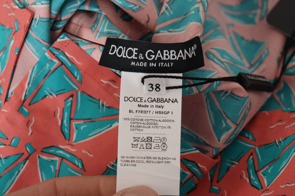 Dolce &amp; Gabbana Pink Sail Boat Print -puuvillainen T-paita