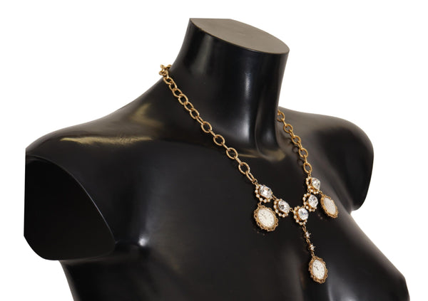 Dolce &amp; Gabbana Gold Clock Statement Crystal Chain kaulakoru