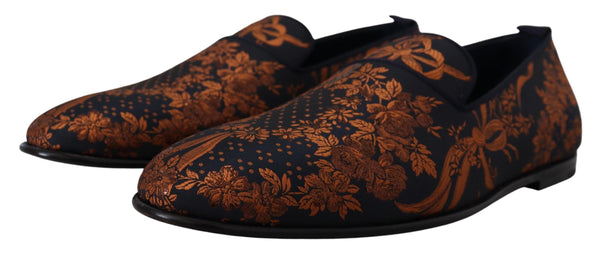 Dolce &amp; Gabbana Blue Rust Floral Tossut Loafers Kengät