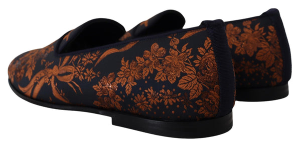 Dolce &amp; Gabbana Blue Rust Floral Tossut Loafers Kengät