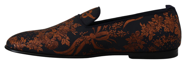 Dolce &amp; Gabbana Blue Rust Floral Tossut Loafers Kengät