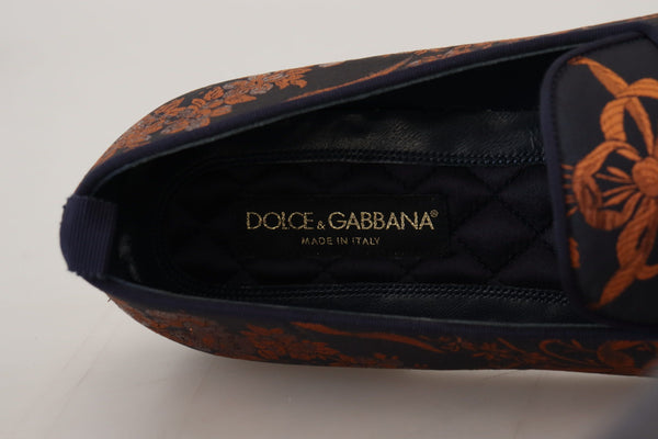 Dolce &amp; Gabbana Blue Rust Floral Tossut Loafers Kengät