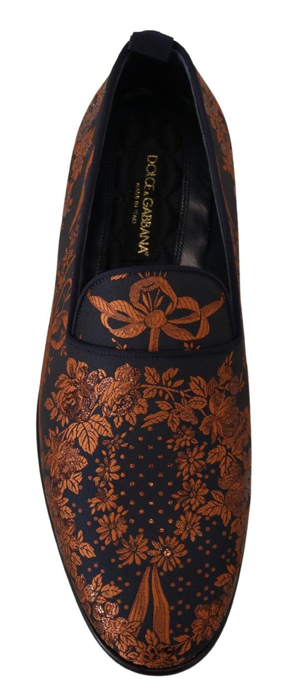 Dolce &amp; Gabbana Blue Rust Floral Tossut Loafers Kengät