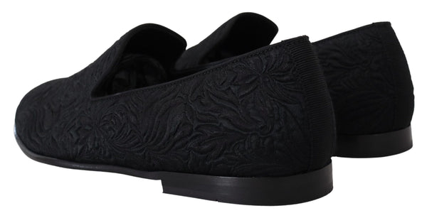 Dolce &amp; Gabbana musta kukka Jacquard Tossut Loafers Kengät