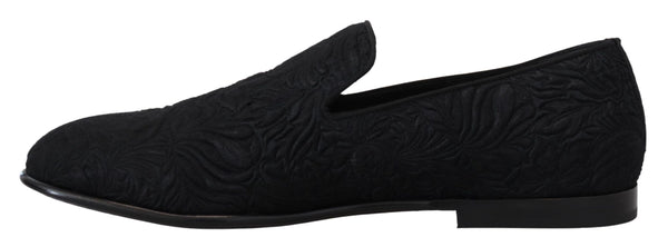 Dolce &amp; Gabbana musta kukka Jacquard Tossut Loafers Kengät