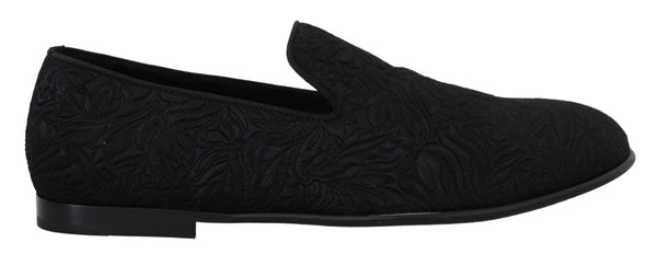 Dolce &amp; Gabbana musta kukka Jacquard Tossut Loafers Kengät