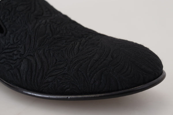 Dolce &amp; Gabbana musta kukka Jacquard Tossut Loafers Kengät