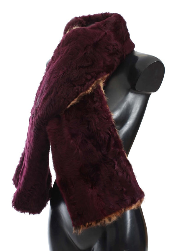 Dolce &amp; Gabbana Purple Lamb Fur Leopard Print huivi