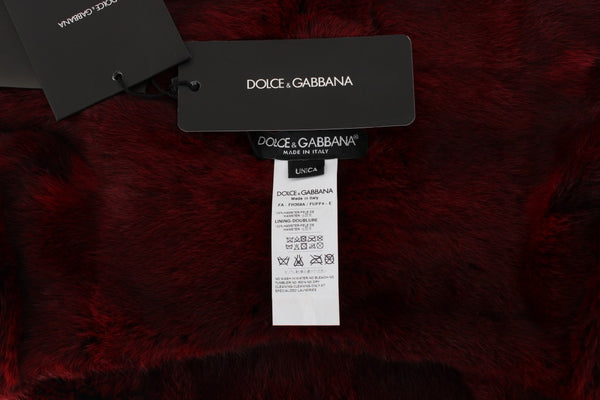 Dolce &amp; Gabbana Bordeaux Hamster Fur Virkattu hupullinen huivihattu