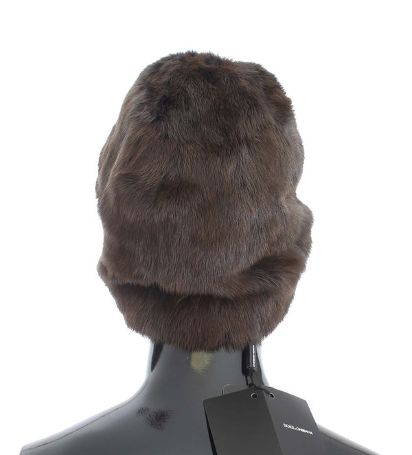 Dolce &amp; Gabbana Ruskea Weasel Fur Naisten Cashmere Hat Pipo