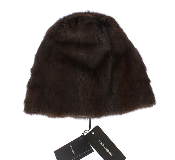 Dolce &amp; Gabbana Ruskea Weasel Fur Naisten Cashmere Hat Pipo