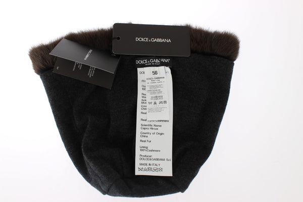 Dolce &amp; Gabbana Ruskea Weasel Fur Naisten Cashmere Hat Pipo