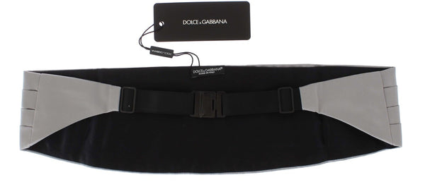 Dolce &amp; Gabbana Silver Wide Belt Silk Cummerbund