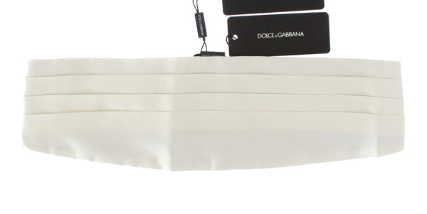 Dolce &amp; Gabbana White Wide Belt Silk Cummerbund