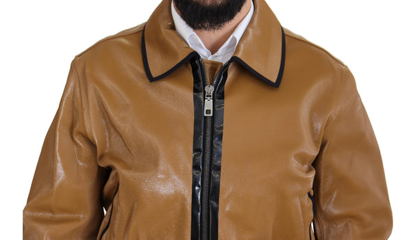 Dolce &amp; Gabbana Dark Camel Cotton Full Zip Blouson -takki