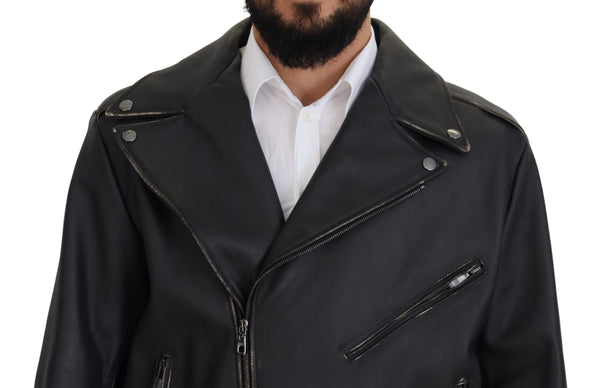 Dolce &amp; Gabbana musta nahkainen Biker Coat vetoketjutakki