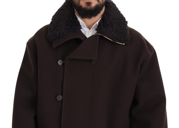 Dolce &amp; Gabbana Brown Double Breasted Shearling takki