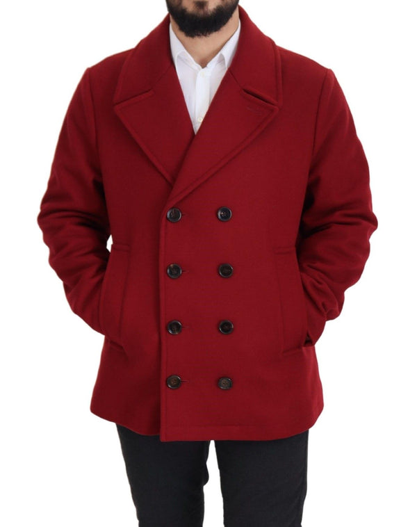 Dolce & Gabbana Elegant Red Double Breasted Wool Jacket