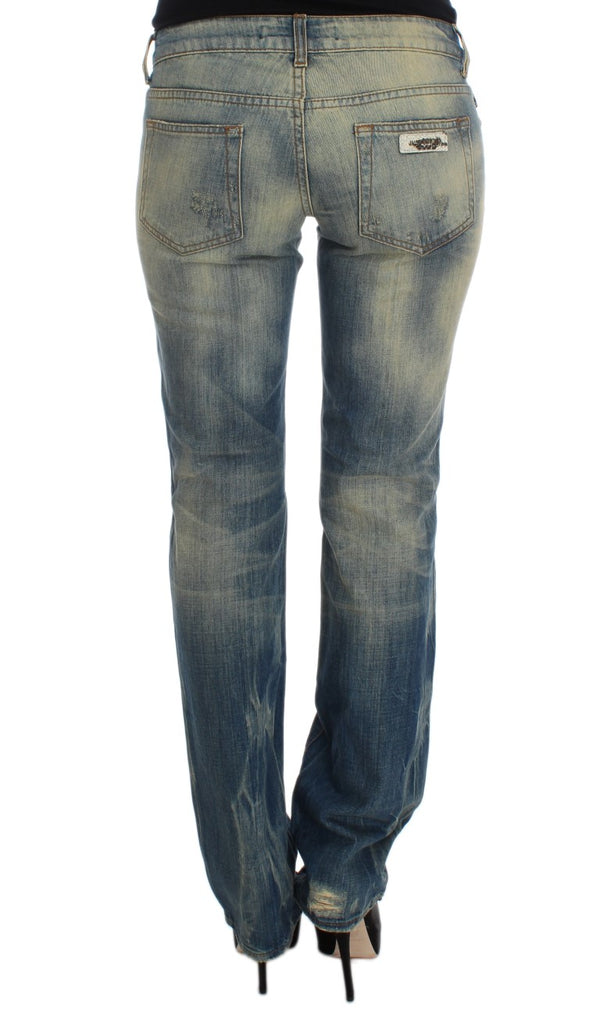 Cavalli Blue Wash Cotton Slim Fit Bootcut farkut