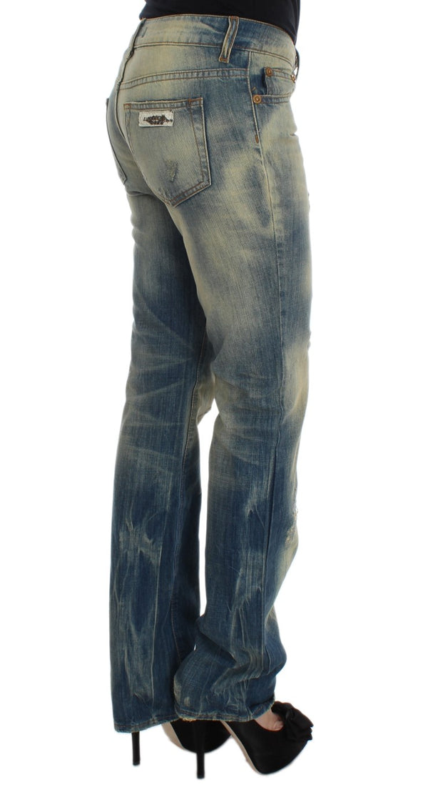 Cavalli Blue Wash Cotton Slim Fit Bootcut farkut