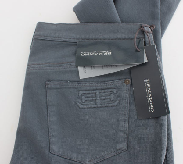 Ermanno Scervino Blue Cotton Blend Slim Fit Bootcut farkut