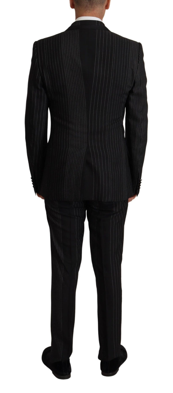 Dolce &amp; Gabbana Black Stripes Rayon Formal 2-osainen puku