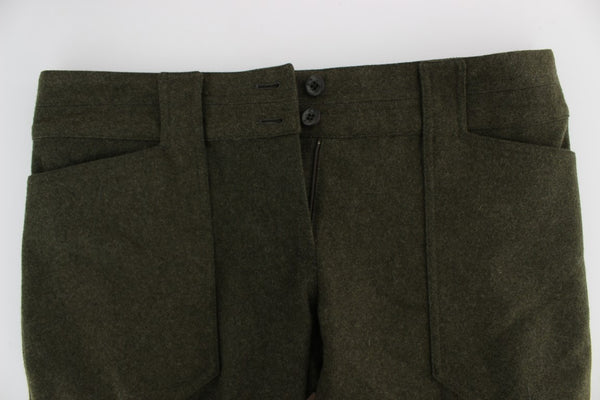 Ermanno Scervino Green Wool Blend Loose Fit Cargo -housut