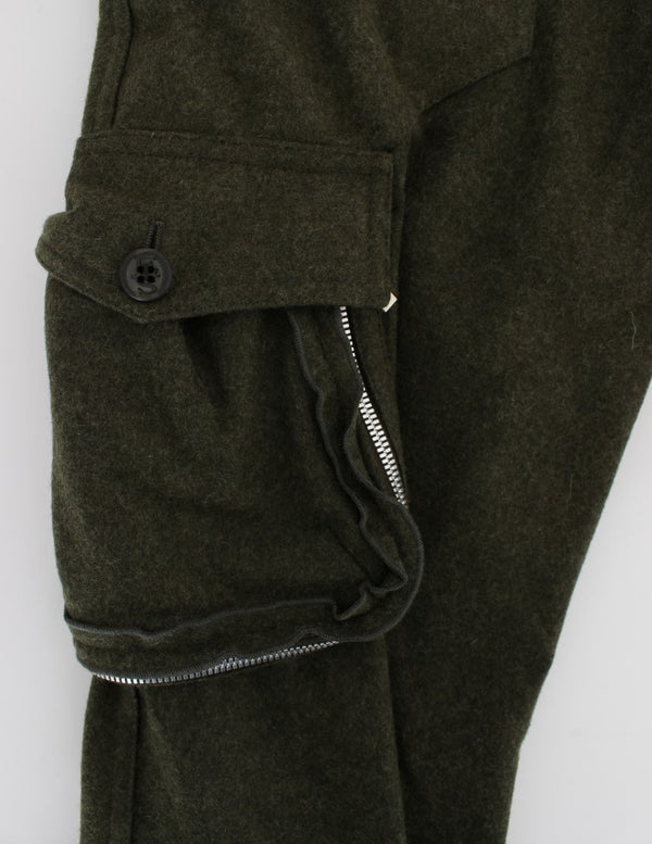 Ermanno Scervino Green Wool Blend Loose Fit Cargo -housut