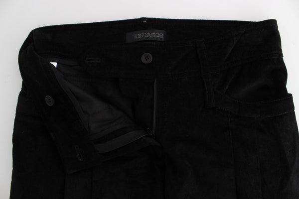 Ermanno Scervino Black Velvet Cotton Capri Bootcut -housut