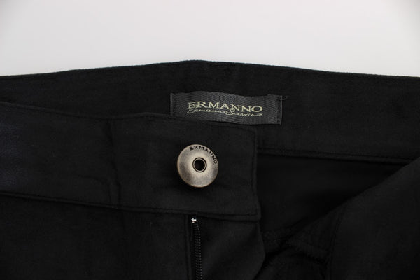 Ermanno Scervino Black Cotton Blend Regular Fit -housut