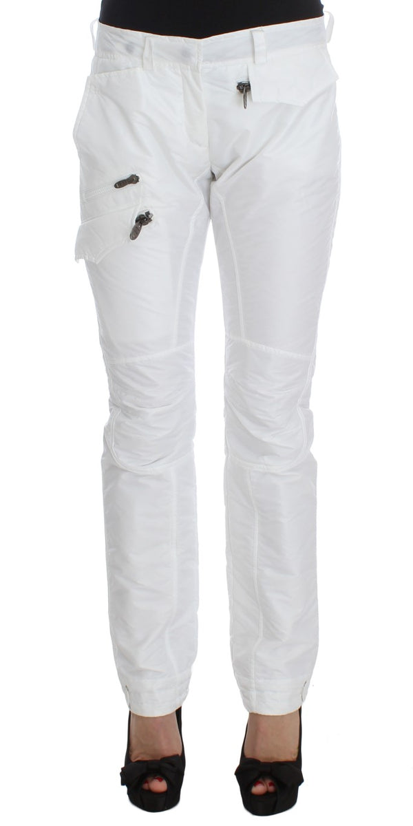 Ermanno Scervino White Nylon Pehmustettu Slim Fit Cargo Housut