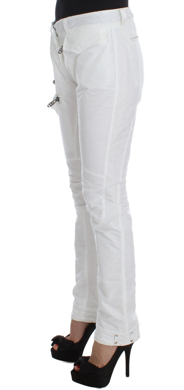 Ermanno Scervino White Nylon Pehmustettu Slim Fit Cargo Housut