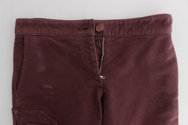 Ermanno Scervino Bordeaux Cotton Cropped Cargo -housut