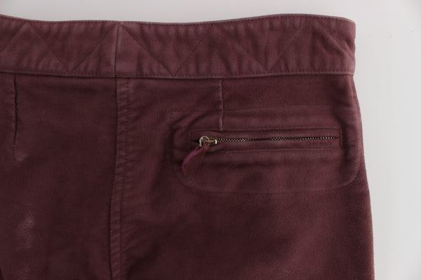 Ermanno Scervino Bordeaux Cotton Cropped Cargo -housut