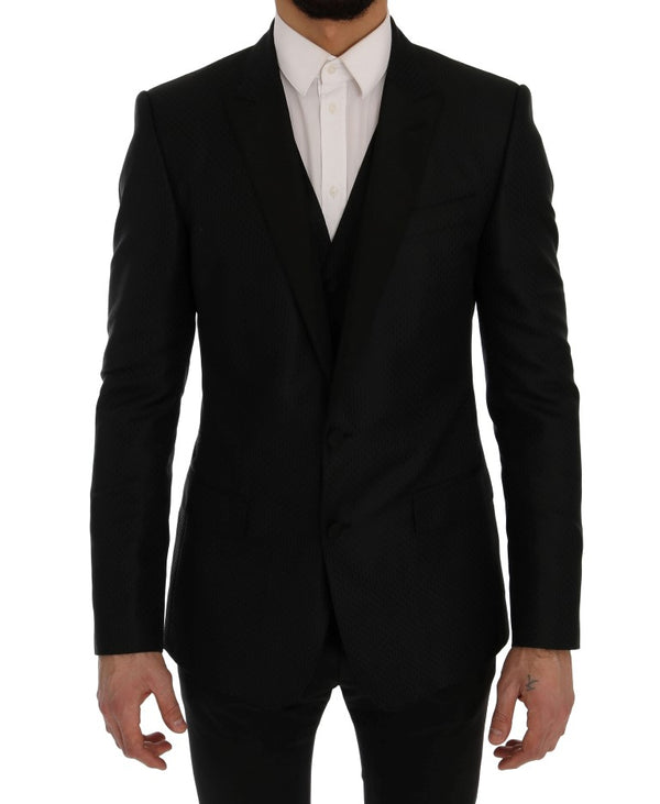 Dolce &amp; Gabbana Musta sininen MARTINI Silk Blazer -takki