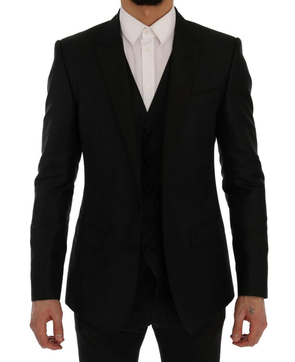 Dolce &amp; Gabbana Musta sininen MARTINI Silk Blazer -takki