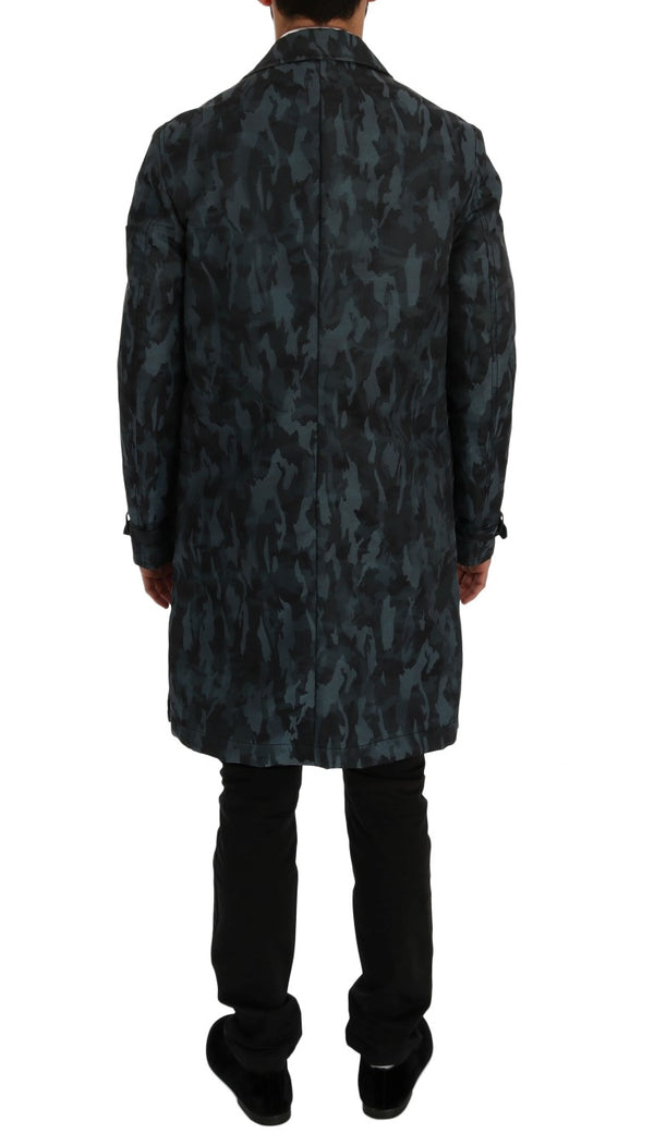Dolce &amp; Gabbana Blue Camouflage Trench Trench